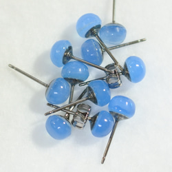 藍色玉髓耳釘（6 毫米，鈦耳釘） 第6張的照片