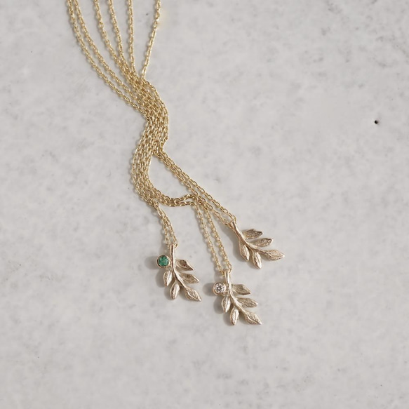 Foliage diamond tiny necklace [P088K10(D)] 8枚目の画像