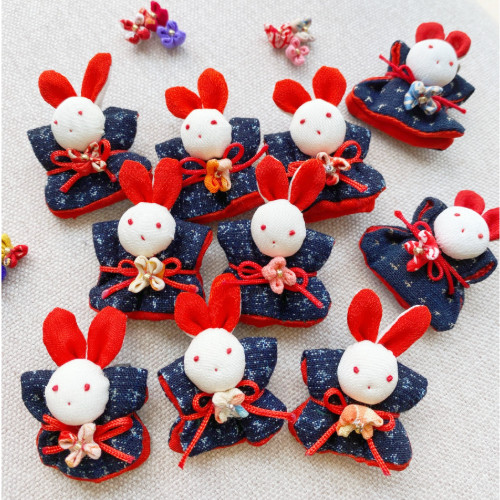❤うさぎ❤ ハンドメイド 帯 リメイク ストラップ ちゃんちゃんこ兎 ST-0001 和雑貨 チャーム うさぎ