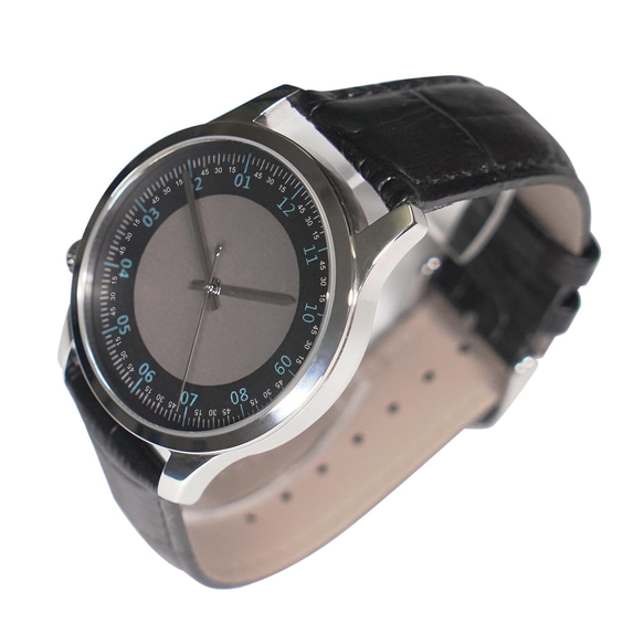 反時計回りの時計シンプルなメンズ時計ブルーの数字世界中に送料無料 2枚目の画像