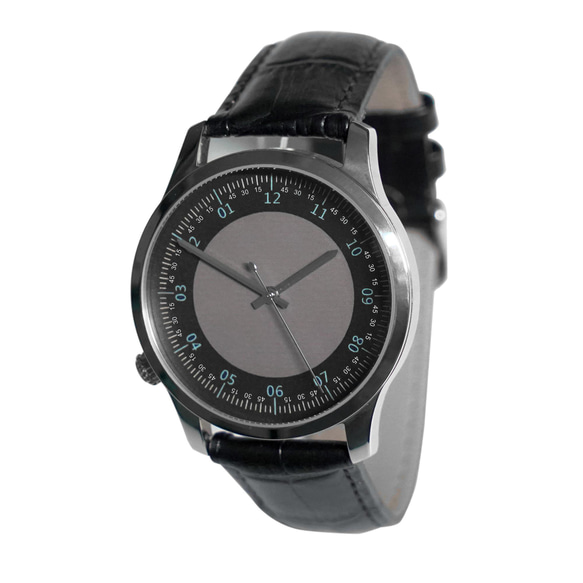 反時計回りの時計シンプルなメンズ時計ブルーの数字世界中に送料無料 1枚目の画像