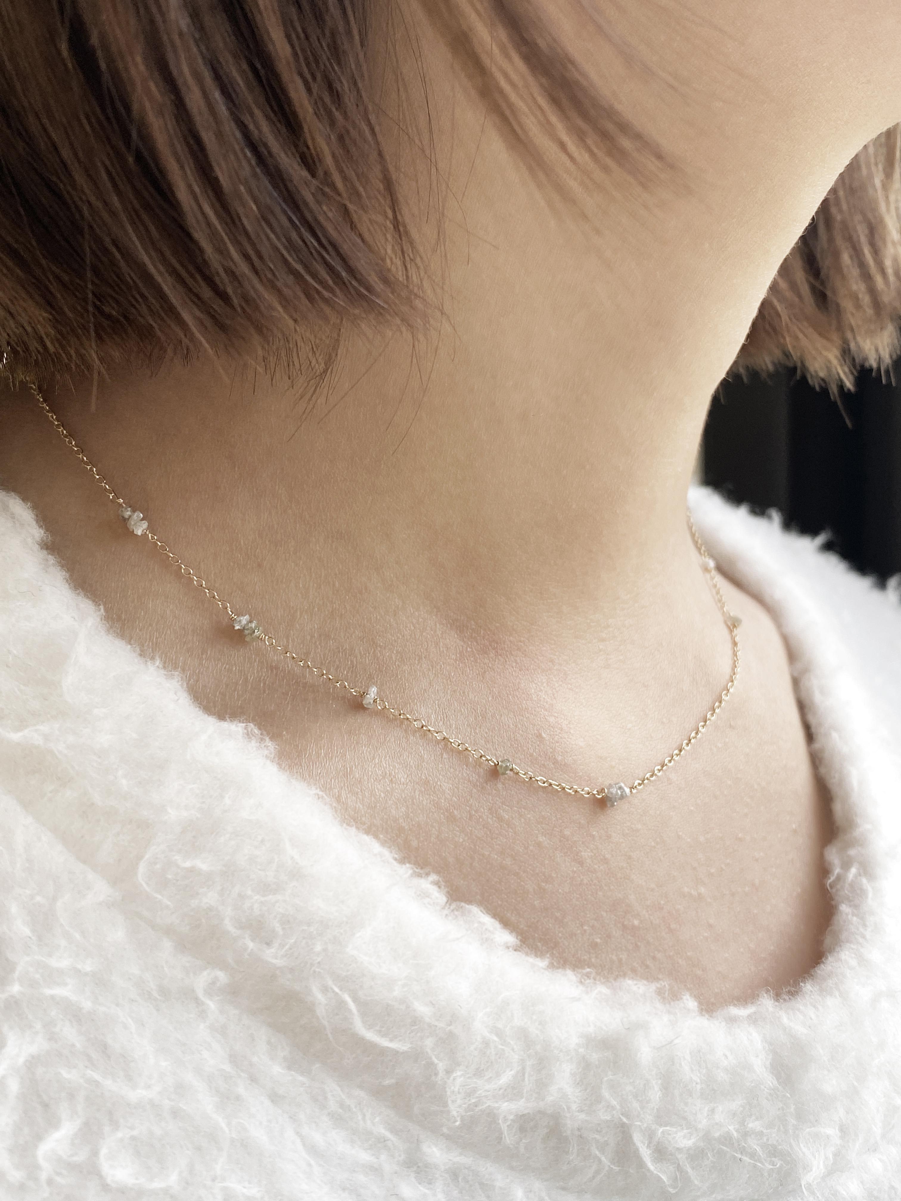 モールス信号ネックレスモールス信号ラフダイヤモンドK14