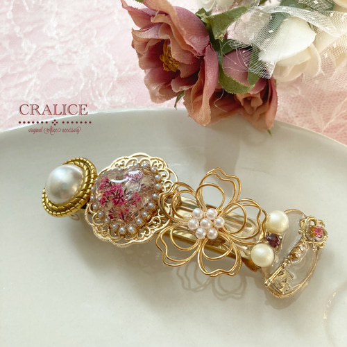 ガーリーフラワーバレッタ＊ フレンチガーリー ロリータ クラロリ