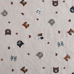 刺繍生地 可愛い猫の柄 綿麻生地 3色 3枚目の画像