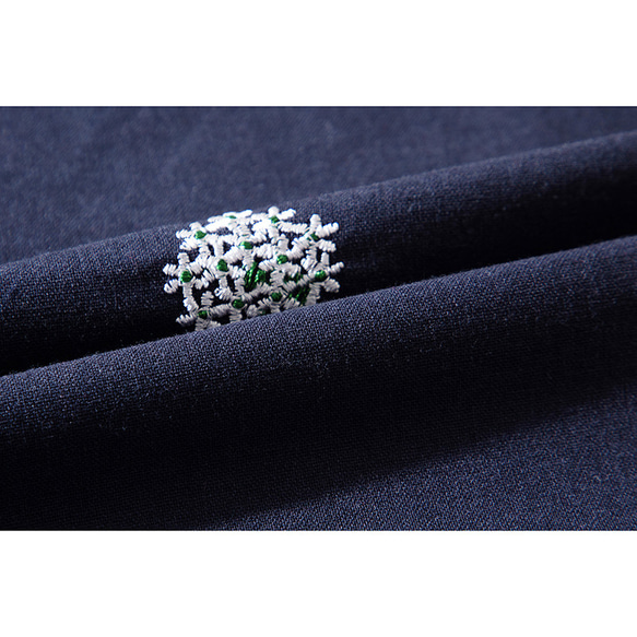 オリジナル斜め襟　可愛い襟　綿麻ワンピース　9分袖丈刺繍ワンピース　ウエストに紐　S-XLサイズL227 12枚目の画像