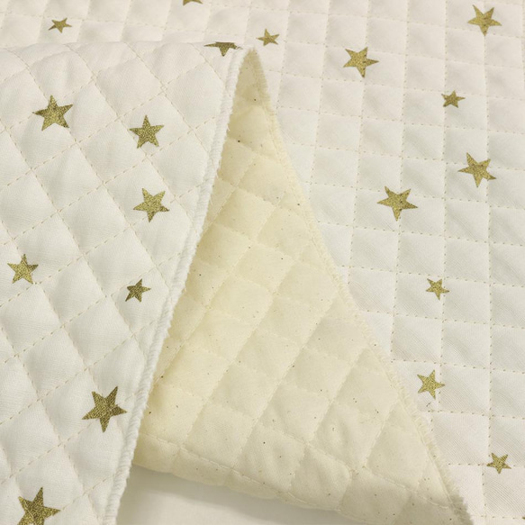 日本製 Twinkle Star 隨機星星圖案雙層紗布絎縫面料 k-hfs006-5.金色閃粉 第2張的照片