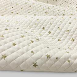 日本製 Twinkle Star 隨機星星圖案雙層紗布絎縫面料 k-hfs006-5.金色閃粉 第5張的照片