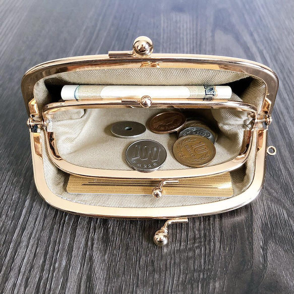 ＼大人気／イタリアンシュリンクレザーの親子がま口財布(くし形)＆おまけのミニサイズがま口【選べる12カラー】 11枚目の画像