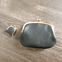 ＼大人気／イタリアンシュリンクレザーの親子がま口財布(くし形)＆おまけのミニサイズがま口【選べる12カラー】 2枚目の画像