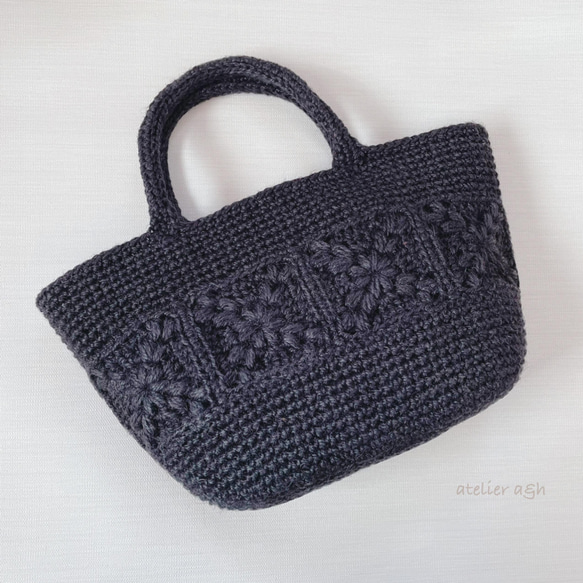 受注製作》✳︎楕円底✳︎モチーフを編み込んだ麻ひもバッグ かご