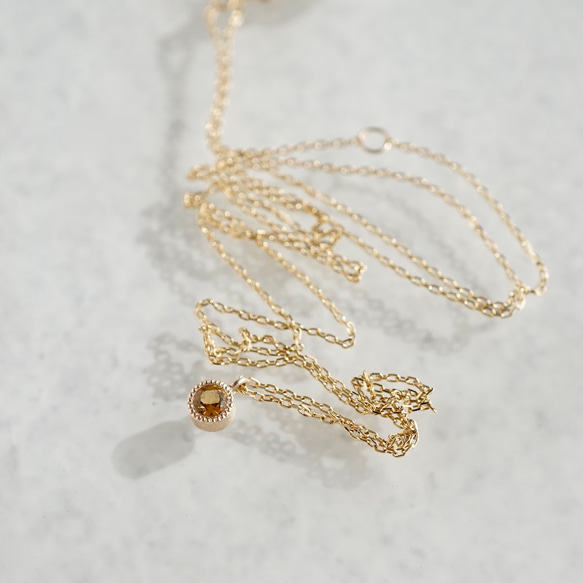 Citrine birthstone necklace [P033K10/K18(CT)] 3枚目の画像