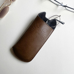 ねこさんメガネケース　差し込みケース　本革 11枚目の画像