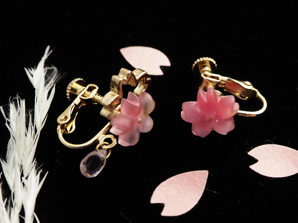 New ＊山桜＊　深いピンク色の山桜をイメージしたワンポイントアクセサリー♪ 2枚目の画像