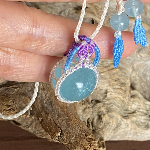 アクアマリン スフィア♢スフィアペンダントシリーズ 04 マクラメ