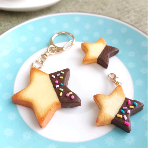 Ryuusa☆クッキー＆ポップコーンキーホルダー☆フェイクスイーツ