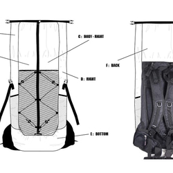 スプリット黒灰X-Pac 超軽量登山バッグ 20 30L 40L バークマウンテン55Lバックパック 宿泊登山 日帰り登 5枚目の画像