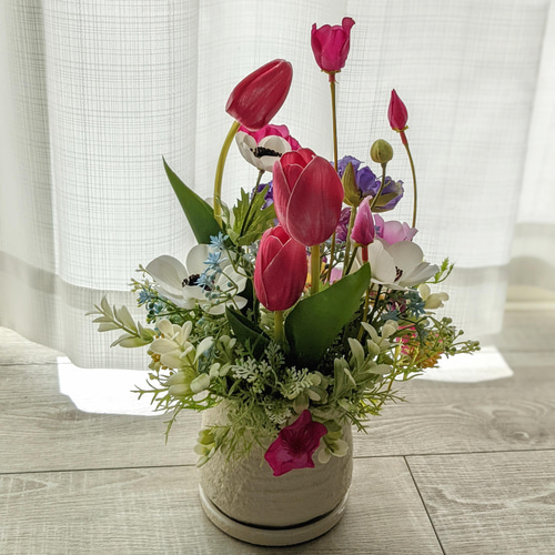 春花Mixアレンジメント〜チューリップ×アネモネ×スカビオサ×ポピー