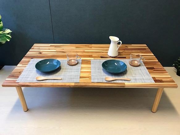 送料無料】 ローテーブル 長方形 120cm 70cm アカシア ねじ込み木製脚 
