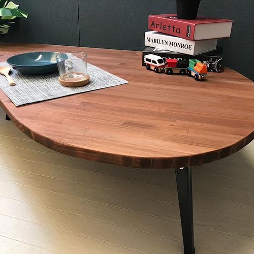 送料無料】 ローテーブル 三角形 120cm 80cm パイン ブラウン 