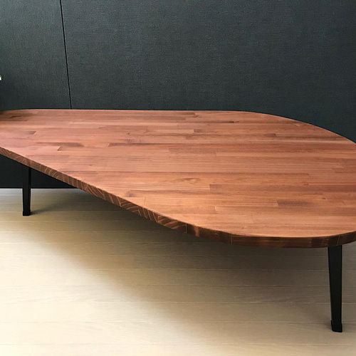 送料無料】 ローテーブル 三角形 120cm 80cm パイン ブラウン 