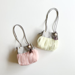 【受注生産】 斜めがけにも！2way organdie mini bag（pale yellow） 15枚目の画像