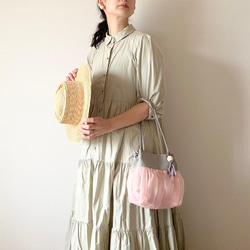 【受注生産】 斜めがけにも！2way organdie mini bag（sakurapink） 6枚目の画像