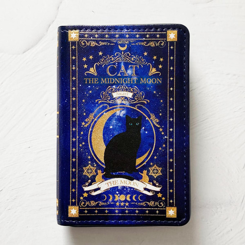 小さな本のような名刺入れ 猫の魔導書 〜THE MOONLIGHT CAT