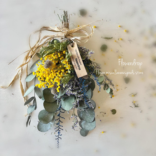 ユーカリ香る紫陽花とリューカデンドロンのリースドライフラワー