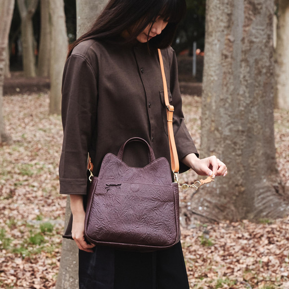 保護ネコ支援【aoneco】2wayショルダーバッグ マホガニーブラウン  