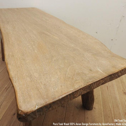 一枚板 銘木 オールドチーク ローテーブル 125cm チーク材 センターテーブル 机 木製 ウッド 無垢材 古材 19枚目の画像