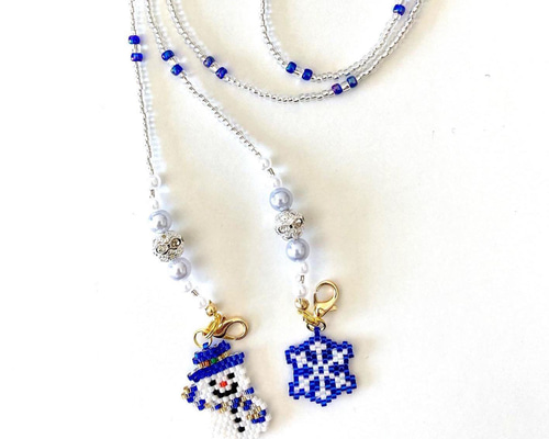 ♪❤️ スノーフレーク　雪　結晶　パール　メガネチェーン　マスクチェーン ♪❤️ スノーフレーク 雪 結晶 パール メガネチェーン マスクチェーン