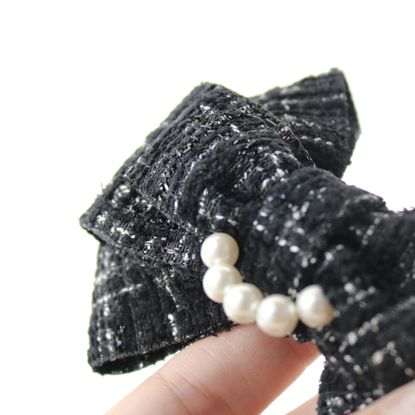 パール付きツイードリボン 8枚目の画像