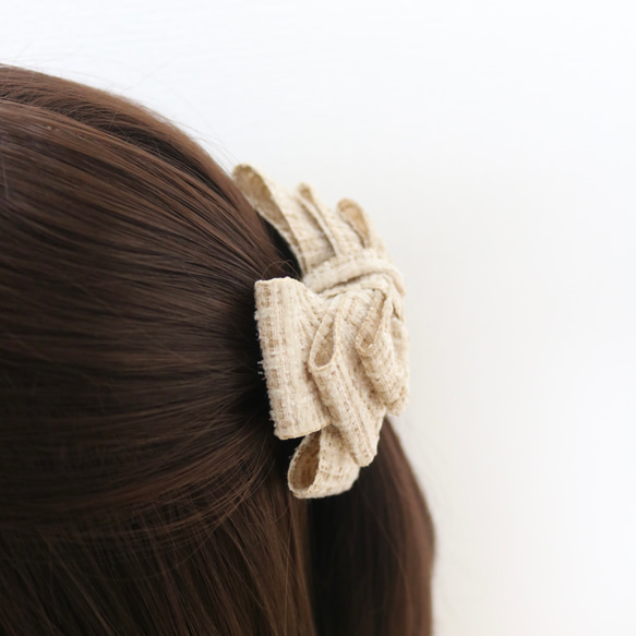 パール付きツイードリボン 4枚目の画像