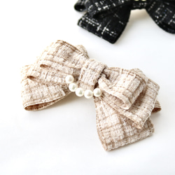 パール付きツイードリボン 1枚目の画像