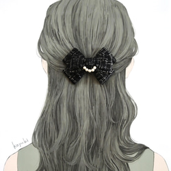 パール付きツイードリボン 3枚目の画像