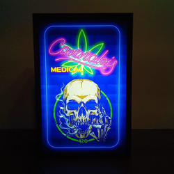 医療 大麻 スカル 煙草 ベイプ マリファナ ロック ヒップホップ サイン 看板 置物 雑貨 LEDライトBOXミニ 2枚目の画像