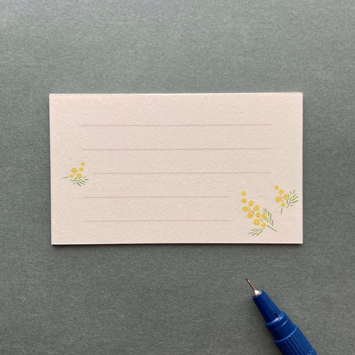 小さなスリーブ箱入り ミモザのメモ用紙50枚入り メモ帳 ひとしずく