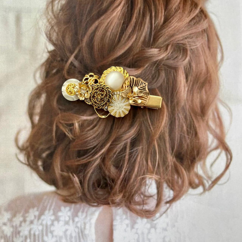 ✨秋冬 アンティーク ビーズ 大人可愛い ヘアクリップ ✨ヘアピン ゴールド ✨秋冬 アンティーク ビーズ 大人可愛い ヘアクリップ ✨ヘアピン ゴールド