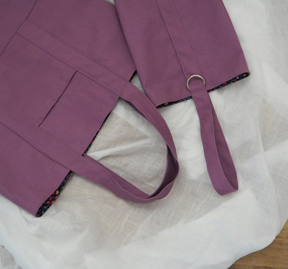 大人也可以使用的別緻的上學商品套裝☆帆布紫色x花梗 第2張的照片