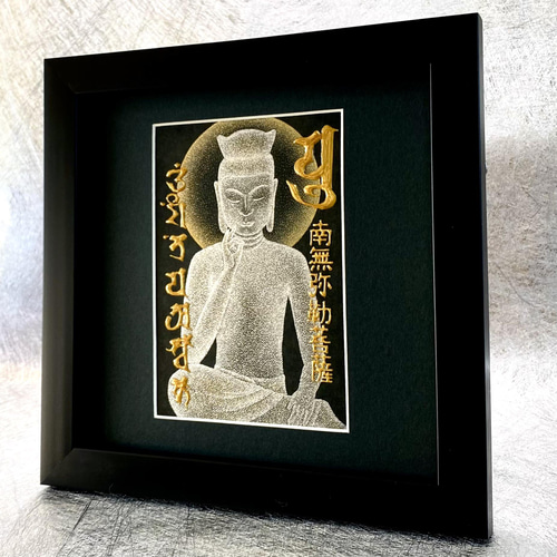 弥勒菩薩　達磨　額縁　日本画　２点 弥勒菩薩達磨額縁日本画2点