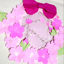 春・桜リース•ピンク・折り紙 ・壁面飾り【★送料無料★】 2枚目の画像