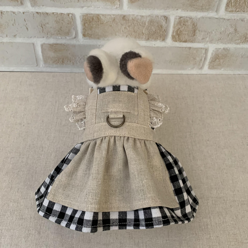 うさぎハーネス メイドさん ギンガムチェック Sサイズ ペット服