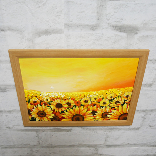 油絵 油彩 油彩画 絵 絵画【夕日のひまわり畑】 絵画 HR 通販