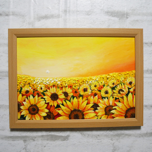 油絵 絵画【夕日と赤富士のひまわり畑】 絵画 HR 通販 油絵 絵画【夕日と赤富士のひまわり畑】 絵画 HR 通販