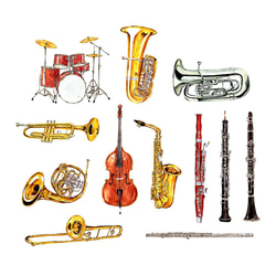 【24枚セット】吹奏楽の楽器フレークシール全12種類 3枚目の画像