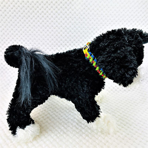 [キット]パラコードでマクラメ編み#155 平結びシリーズカラフル＆キュートNo2の小型犬用首輪No185 14枚目の画像