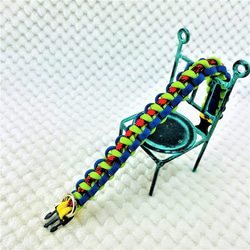 [キット]パラコードでマクラメ編み#155 平結びシリーズカラフル＆キュートNo2の小型犬用首輪No185 5枚目の画像