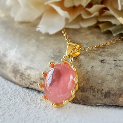 ペンダントトップ#インカローズ14g 枠はシルバー925 インカローズ（ロードクロサイト） 天然石ペンダントトップ シルバー