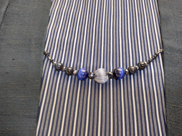 天然石マグネット式羽織紐 #06 着物小物 / ブルー 送料無料 七宝工房いちりん 5枚目の画像