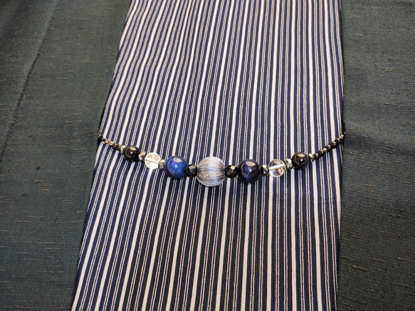 天然石マグネット式羽織紐 #07 着物小物 / ブルー 送料無料 七宝工房いちりん 5枚目の画像